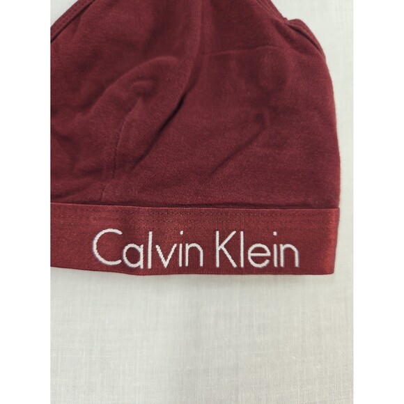 Calvin Klein Bralette Maroon Racerback Women's Large Cotton Blend Pull Over Bra - Picture 5 of 7